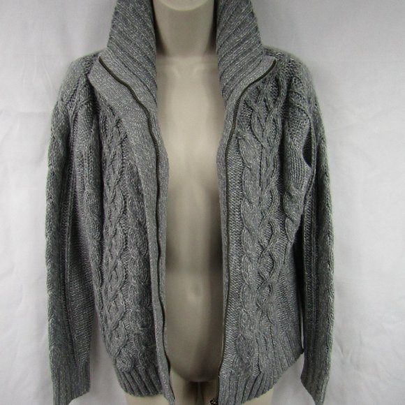 Women's | Petite | St. John's Bay | Grey & White | Zip Up | Cardigan - Picture 2 of 6